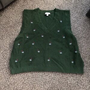 Elegant Green V-Neck Sweater Vest